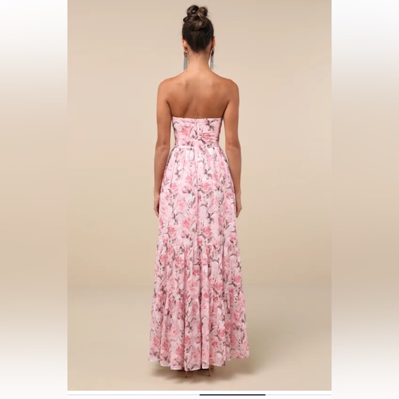 Lulus Elegant Pink Floral Maxi Dress - Picture 3 of 4